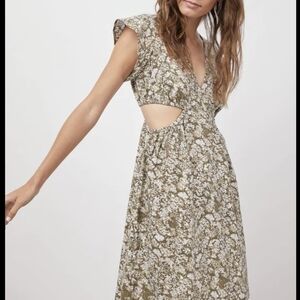 Rails Nyla Mini Dress Side Cut Outs Floral Organic Cotton Vacation Summer XL